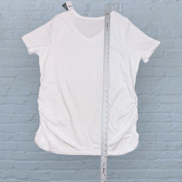 NWT LANE BRYANT V-Neck Ruched-Side Tee - 10/12 White - Picture 12 of 13